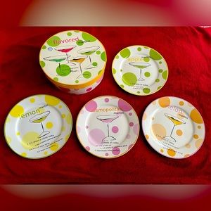 Set of 4 martini cocktail party plates New In Box